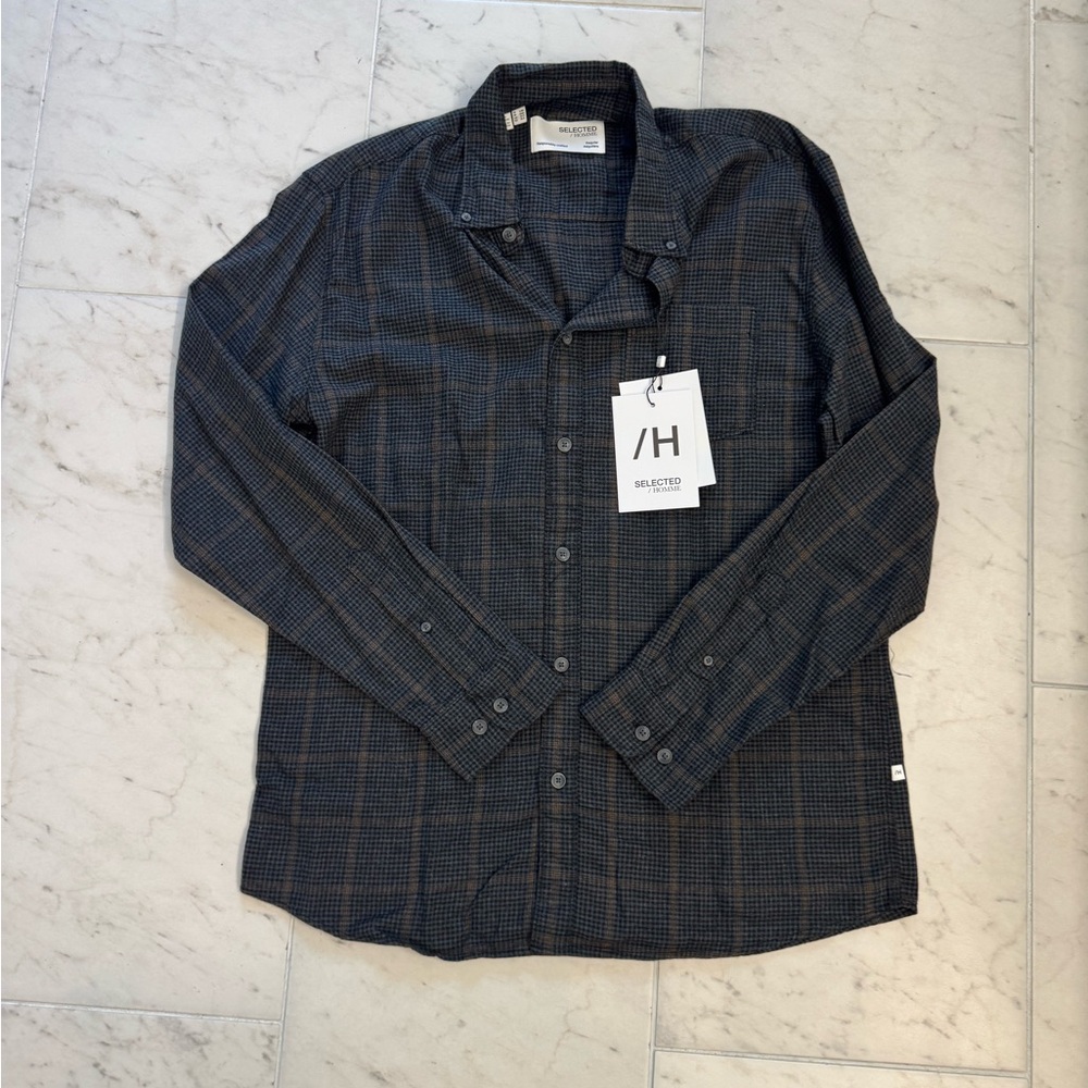 Selected Homme Navy Plaid Casual Shirt
